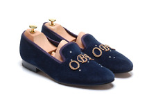 Richard James OBE Navy Blue Velvet Loafers Slippers Shoes: `Albert` Size 12 - 46