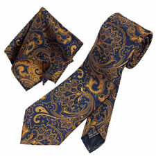 Men Floral Paisley Wedding Tie & Pocket Square Hanky Handkerchief Matching Set