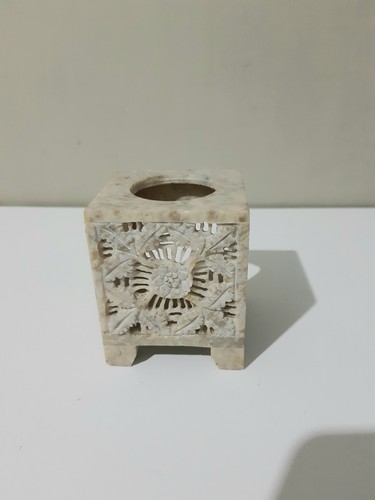 Carved soapstone tea light - carved,