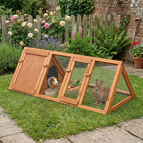 Wooden rabbit hutch outdoor - wooden,