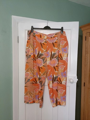 Orange floral linen - orange,