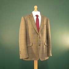 Magee Tweed Blazer Men's 42R Herringbone Check Tweed Brown Sports Jacket