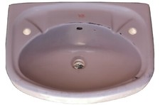 Barrhead IONA 56cm 2TH Basin In CORAL PINK   BRAND NEW (no pedestal)