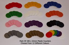 22mm Opaque Plastic Board Game Counters Tiddly winks Numeracy Teaching 12 colour