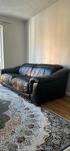 Sofology black leather sofa - leather,