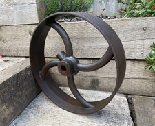Vintage Large Industrial Cast Iron 17" Wheel Pulley Cart Flywheel Garden Display