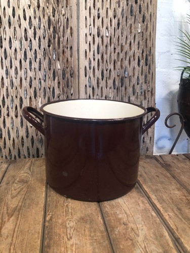 Vintage french brown enamel - vintage,