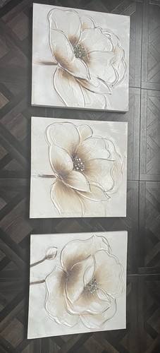Wall art plaster canvas - plaster, flower