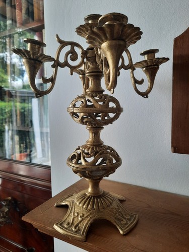 Vintage gilt ornate candelabra - vintage,