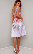 CHI CHI size 14 Sleeveless Floral Knee Length Dress Lilac Wedding BNWOT.