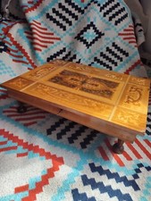 Vintage Swiss Marquetry Walnut Stella Music Table/Sewing Box/ Jewellery Box &key