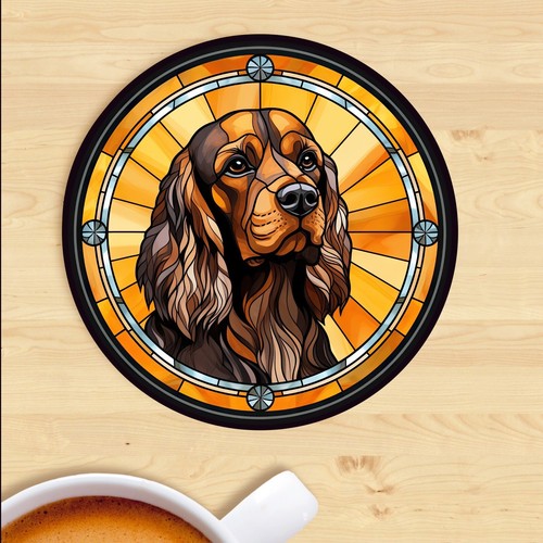 Pet dog coaster stained glass - pet,