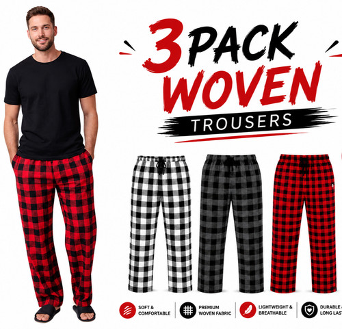 Pack mens pyjama trousers pj - mens,