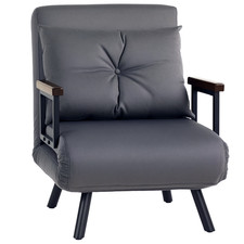 HOMCOM Click Clack Single Chair Bed Settee for Living Room, Guest Room, Grey
