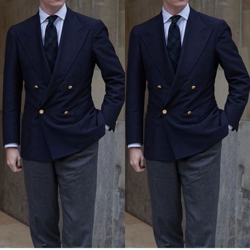 Men navy blue suit double - men's,