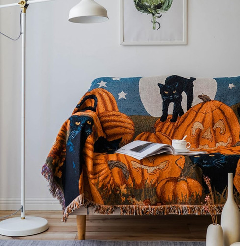 Vintage halloween blanket cat - vintage,