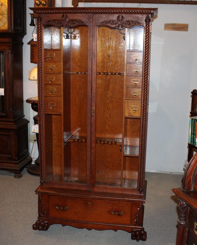 Antique oak gun cabinet - antique,