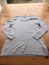 Deane White 18 Grey Long Lightweight Jumper Angora Wool Blend Stretch Fit 