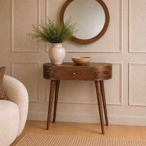 Solid mango wood console table - wood,