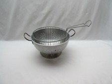 Vintage aluminium colander & wire chip pan basket strainer