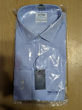 TM Lewin Mens Regular Fit Shirt Collar:17.5 BNWT Blue Check, Non Iron