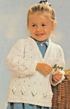 #231 GIRLS 20 - 30" LACY CARDIGAN DK VINTAGE KNITTING PATTERN COPY