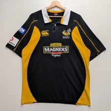 Canterbury Men's London Wasps Rugby Shirt XL Black Yellow Magners Short Sleeve