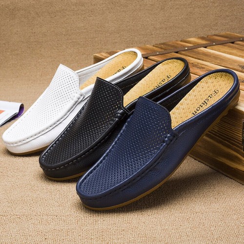 Men genuine leather - leather, slip