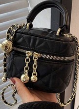 Black Qualited Bag Chain Strap Ball Adjustment Crossbody Mini Handle Bag New