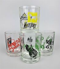 Tumblers Glasses Set x 4. Scotch / Whisky Advertising Transfers. Vintage 20cl