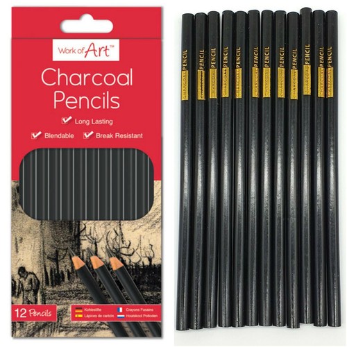 12pc charcoal artist - 12pc, pencils
