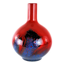 Royal Doulton Red Flambe Veined Bottle Vase 1618 Large Antique 1920s