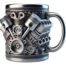V6 V8 Engine Coffee Mug – Custom Stainless Steel Travel Cup for Mechanics & Car