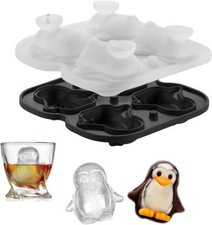 Ice Cube Tray,Small Penguin Ice Cube Mould Silicone 4 Grids 3D Novelty Cute Pen