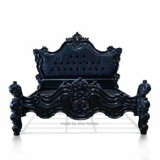 UK STOCK King size   Matt BLACK French chesterfield mahogany Gothic Bed