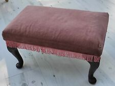SHERBORNE FOOT STOOL TRADITIONAL - VELVET UPHOLSTERY, ADJUSTABLE, DUSKY PINK VGC