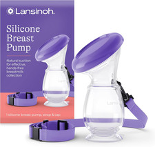 Lansinoh Silicone Manual Breast Pump Milk Collector Hands Free Suction with Lid