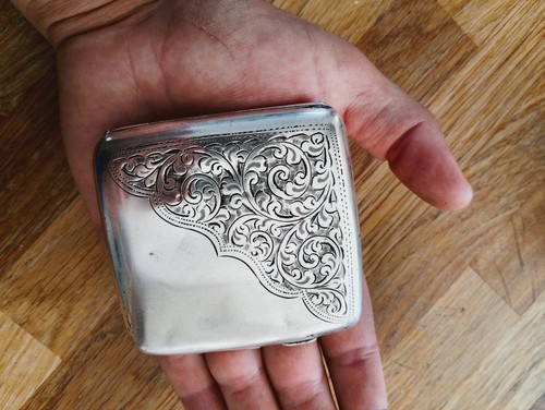Sterling silver cigarette case - cigarette,