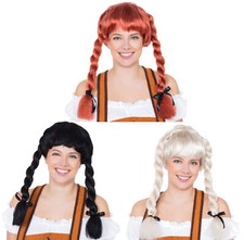 Adult Fraulein Pigtail Wig - Fancy Dress Costume Fun Girl Fun Womens Oktoberfest