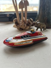 Vintage Japanese Tin Plate Toy Speedboat Swift Boat 21 Koyo / Koyo Kinzoku 1950s