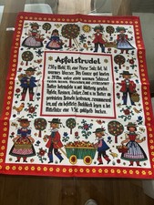 Vintage Gehmacher German/ Austrian Applestudel Recipe Dish Towel Red Linen 