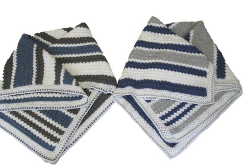 Handmade crochet twins blue - 2x,
