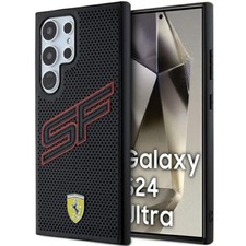 Phone Case Galaxy S24 Ultra Ferrari Faux Leather Black Logo Metal