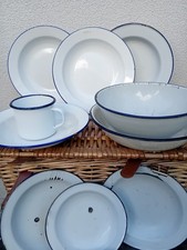 Vintage 1950s Bundle Job Lot Enamel Ware Dishes Bowls Plates Camping Film Prop
