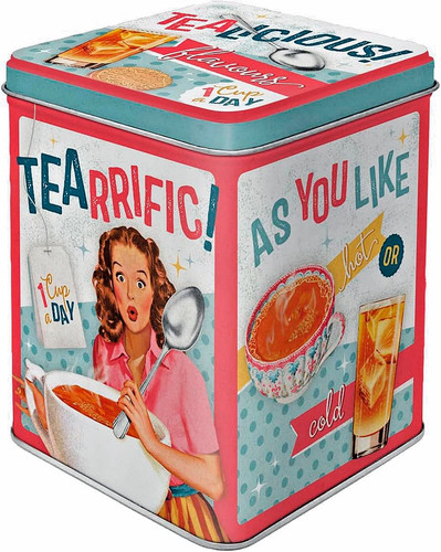 Tea caddy storage tin - caddy,