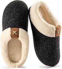 ULTRAIDEAS Womens Slippers UK 6-7 Indoor or Outdoor Anti-Skid Rubber Sole Black