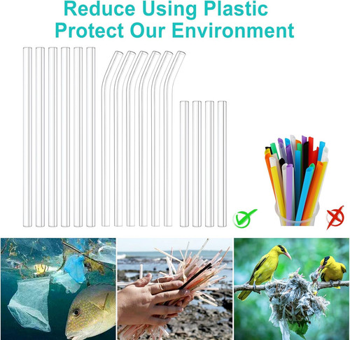 Pack clear glass straws - 16,