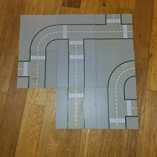 Lego Road Plates 32 x 32 Vintage Grey Bundle x8 Straights Curves Intersections