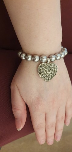 Grey pearl beaded bracelet - grey,