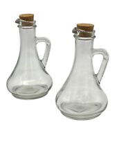 2 Medium Oil Vinegar Pourers Clear Glass 300ml Salad Dressing Sauce Bottles